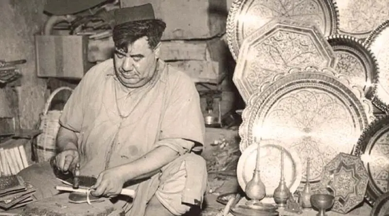 Brass engraver in Morocco. (Central Archives for the History of the Jewish People)