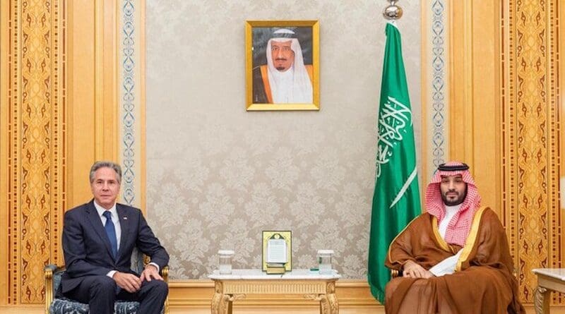 US Secretary of State Antony Blinken with Saudi Crown Prince Mohammed bin Salman. Photo Credit: SPA