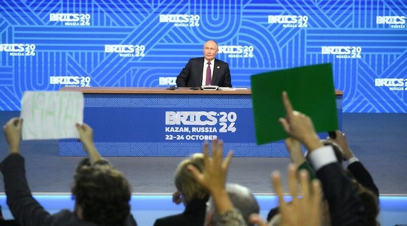 Russia's President Vladimir Putin at news conference following 16th BRICS Summit. Photo: Alexei Filippov, brics-russia2024.ru Host Photo Agency