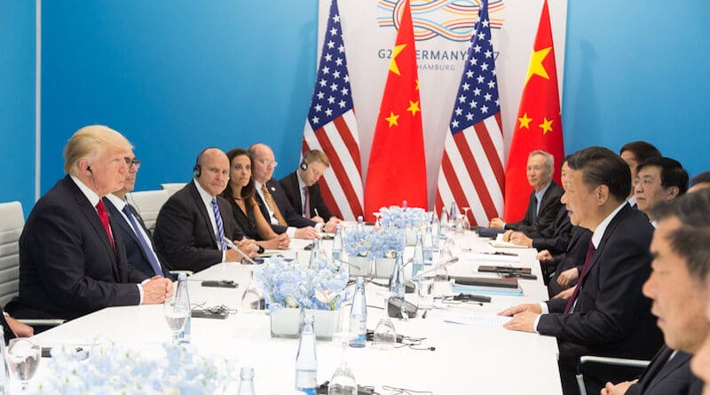 US President Donald J. Trump and China's President Xi Jinping at G20, July 8, 2017. Photo Credit: The White House, Wikimedia Commons