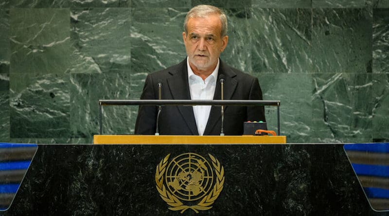 Iran's President Masoud Pezeshkian speaks at the United Nations. Photo Credit: Mehr News Agency