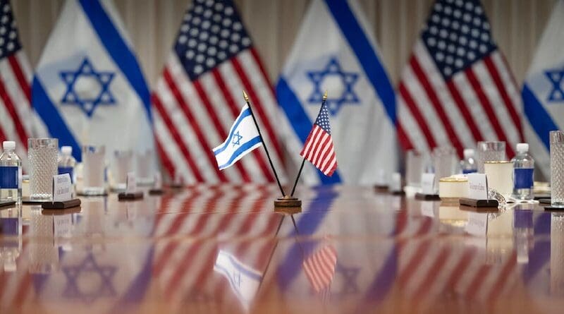 Flags of the United States and Israel. Photo Credit: Navy Petty Officer 1st Class Alexander Kubitza
