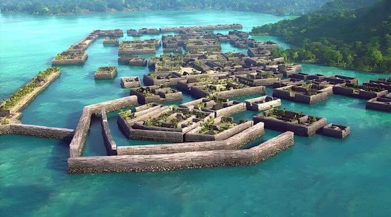 A conceptual rendering of a reconstructed Nan Madol. CREDIT: Albert Yu-Min Lin