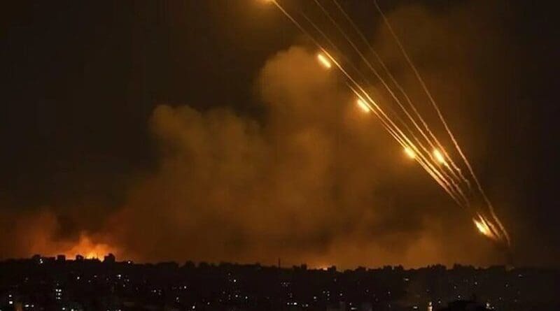 Photo purporting to show Iranian missiles flying over Israel. Photo Credit: Mehr News Agency