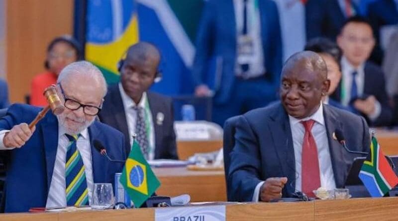 Ceremonial handover of G20 Presidency conducted by Brazil's President Luiz Inácio Lula da Silva and South Africa's President Cyril Ramaphosa. Photo Credit: SA News