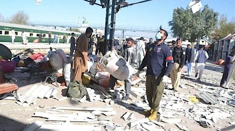 Aftermath of terrorist attack on railroad station in Quetta, Pakistan. Photo Credit: Tasnim News Agency