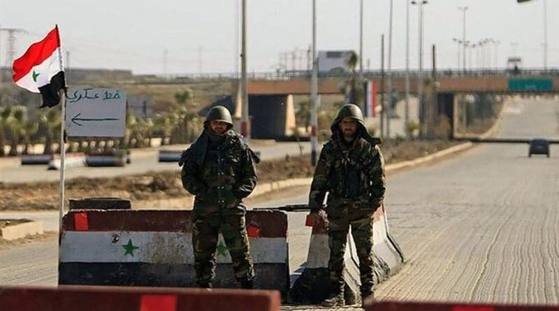 Syrian soldiers at roadblock. Photo Credit: Tasnim News Agency