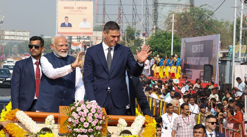 India's PM Narendra Modi along with the Prime Minister of Spain, Mr. Pedro Sánchez at Vadodara, in Gujarat on October 28, 2024. Photo Credit: PM India Office