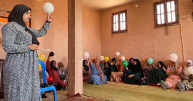 Stress exercise at HAF women's empowerment workshop in Kik village; September 2024. Photo Credit: HAF