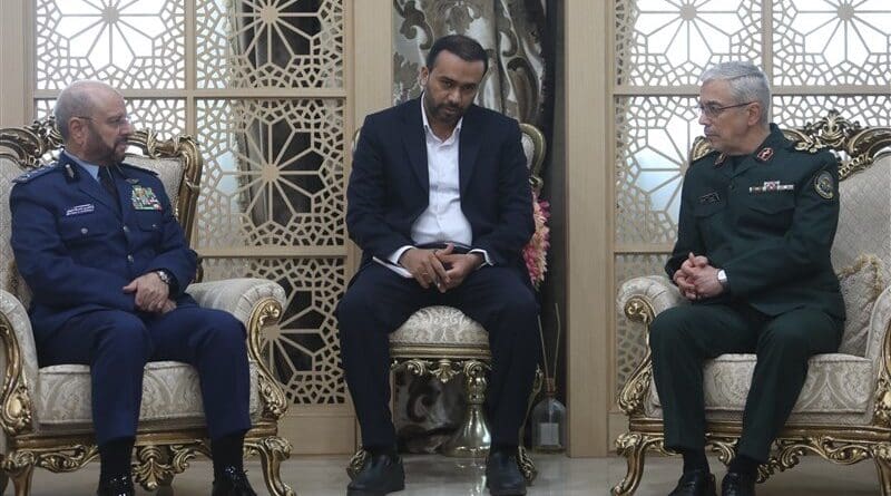 Chief of the General Staff of the Saudi Arabian Armed Forces Lieutenant General Fayyadh bin Hamed Al-Ruwaili with Chief of Staff of the Iranian Armed Forces Major General Mohammad Hossein Baqeri. Photo Credit: Tasnim News Agency