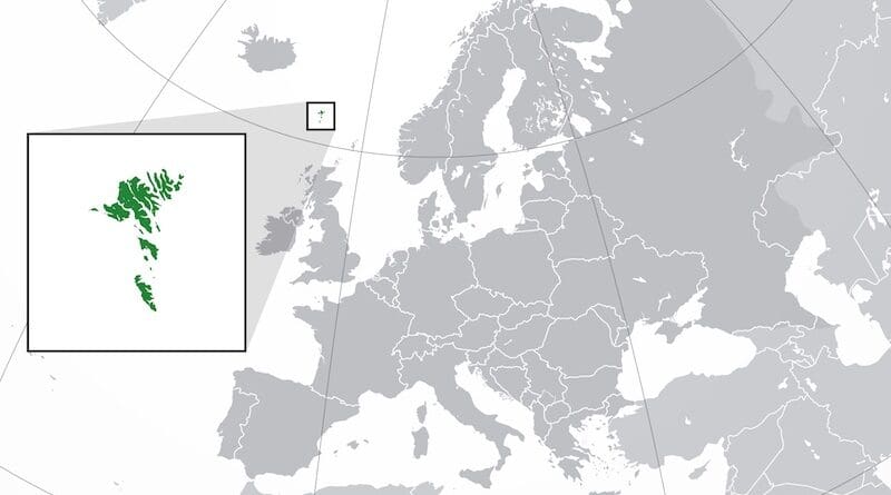 Location of the Faroe Islands (green) in Europe. Credit: Wikipedia Commons