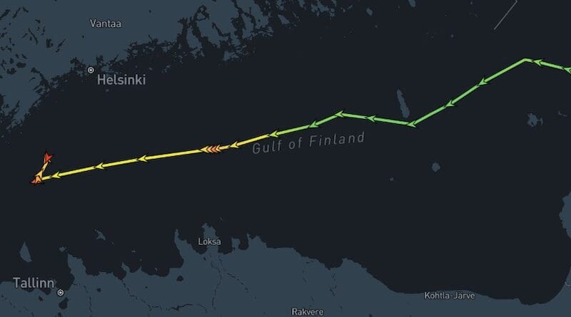 Eagle S on the map of MarineTraffic, in relation to the Estlink 2 incident. Credit: NotAGenious, Wikipedia Commons