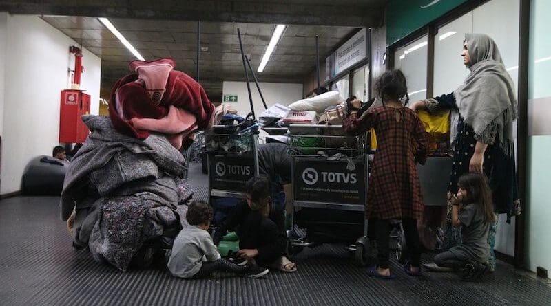Afghan families sheltering at Guarulhos International Airport in Brazil. Photo Credit: Rovena Rosa, Agencia Brasil