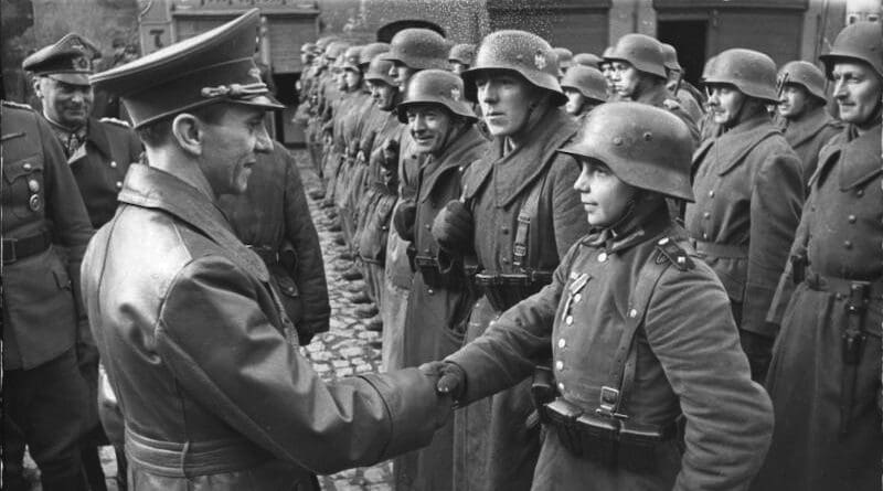 Joseph Goebbels with Hitler Youth. Photo Credit: Bundesarchiv, Bild, Wikipedia Commons