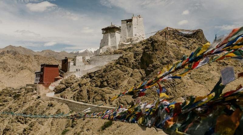 file photo tibet monastery flags