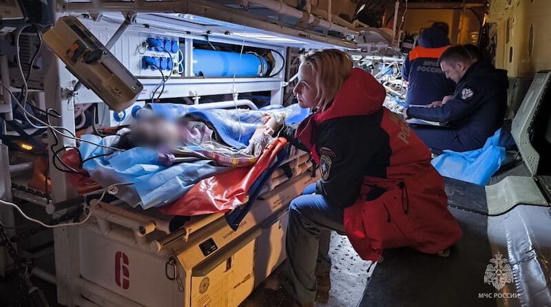 Transportation to Moscow of Russian citizens injured in the crash of Azerbaijan Airlines Flight 8243. Photo Credit: Mchs.gov.ru, Wikipedia Commons