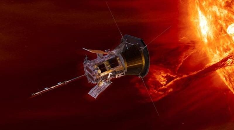 An artist's concept showing Parker Solar Probe. CREDIT: NASA/APL