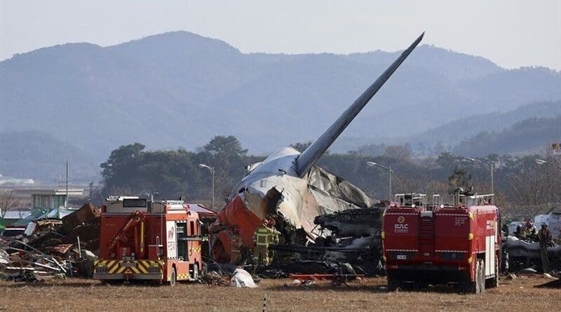 Scene of JejuAir airplane crash at Muan International Airport in Muan, South Korea. Photo Credit: Tasnim News Agency