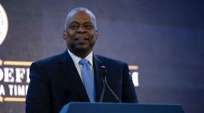 Secretary of Defense Lloyd J. Austin III speaks at the Reagan National Defense Forum at the Ronald Reagan Presidential Library in Simi Valley, Calif., Dec. 7, 2024. Photo Credit: Navy Petty Officer 1st Class Alexander Kubitza