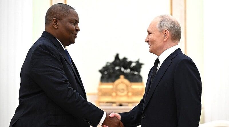 President of the CAR Faustin-Archange Touadera with Russia's President Vladimir Putin.
