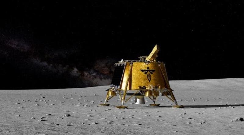 In this visualization, the LEXI instrument is shown onboard Firefly Aerospace’s Blue Ghost Mission 1, which will deliver 10 Commercial Lunar Payload Services (CLPS) payloads to the Moon. CREDIT: Firefly Aerospace