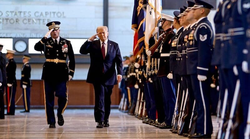 US President Donald Trump salutes members of the military. Photo Credit: POTUS, X