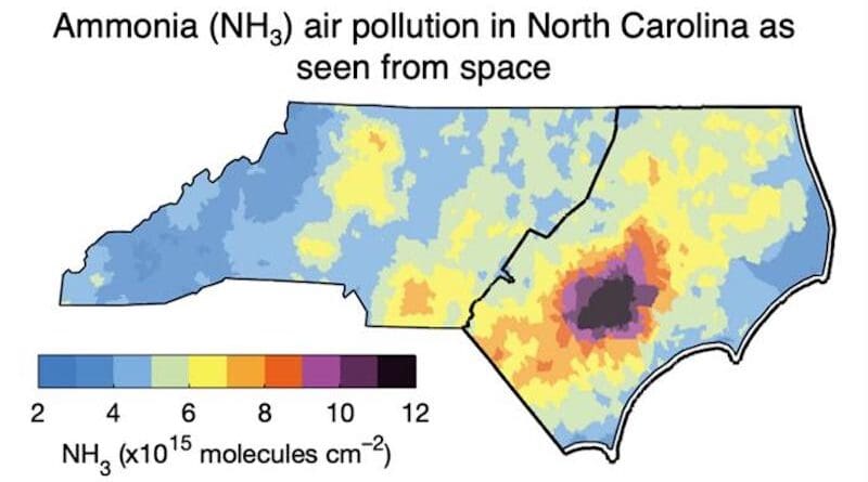 Ammonia Air Pollution as Seen from Space CREDIT: Sally Pusede