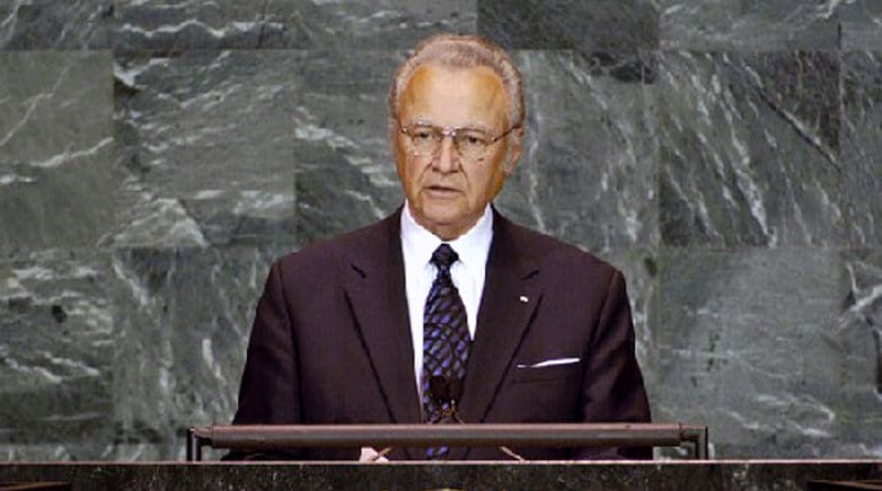 Estonia's President Arnold Rüütel speaking at the UN. Photo Credit: Estonia Office of President, Wikimedia Commons
