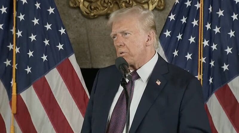 U.S. President-elect Donald Trump addressing a press conference, Mar-a-Lago, Florida. Photo Credit: Video screenshot