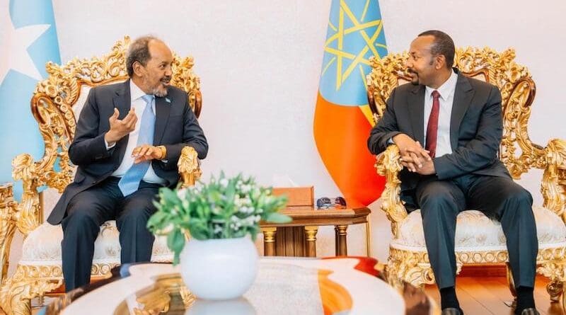 Somalia's President Hassan Sheikh Mahmoud with Ethiopia's Prime Minister Abiy Ahmed. Photo Credit: Abiy Ahmed, X