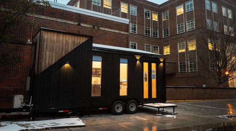 This “tiny house lab,” which sits outside of Purdue University’s Delon and Elizabeth Hampton Hall of Civil Engineering, allows researchers to study indoor air quality more comprehensively than has been possible in other settings. CREDIT: Purdue University photo/Kelsey Lefever