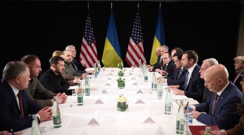 Ukraine's President Volodymyr Zelenskyy with Vice President of the United States JD Vance. Photo Credit: Ukrainian Presidential Press Service