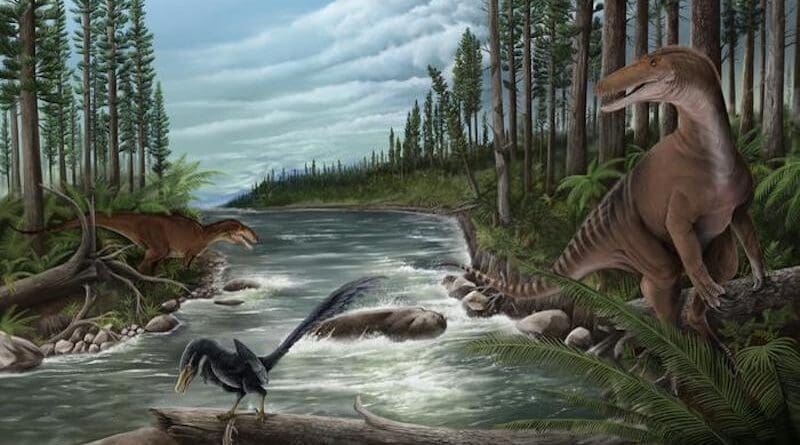 Untitled Cretaceous Australia Landscape. Credit: Artwork by Jonathan Metzger. Source - Museums Victoria