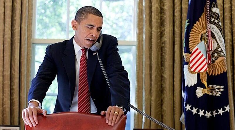 US President Barack Obama on the telephone. Photo Credit: The White House