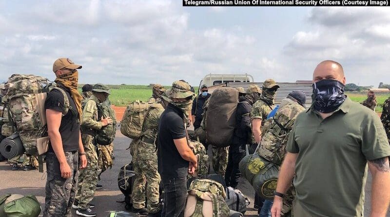 Since 2018, Russian mercenaries have been providing security to the president and government officials in the Central African Republic. They've also been training government forces. Photo: Telegram/Russian Union Of International Security Officers via RFE/RL