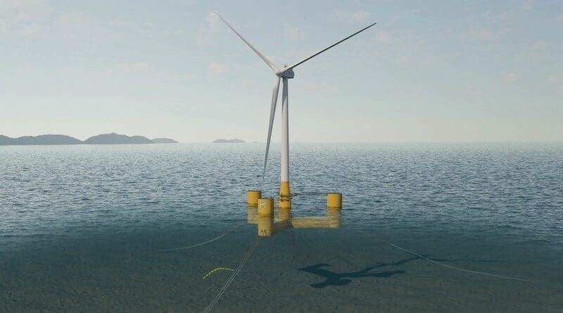 Illustration of floating wind power turbine. Credit: Eni