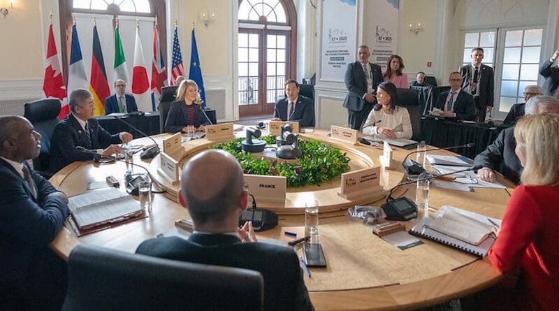 Secretary Marco Rubio participates in a G7 Foreign Ministers session on Strengthening the G7 at 50 Years in Charlevoix, Canada, March 13, 2025. (Official State Department photo by Freddie Everett)