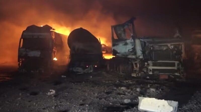 Aftermath of US airstrikes on Yemen’s Ras Isa oil port in the western Hudaydah governorate. Photo Credit: Tasnim News Agency