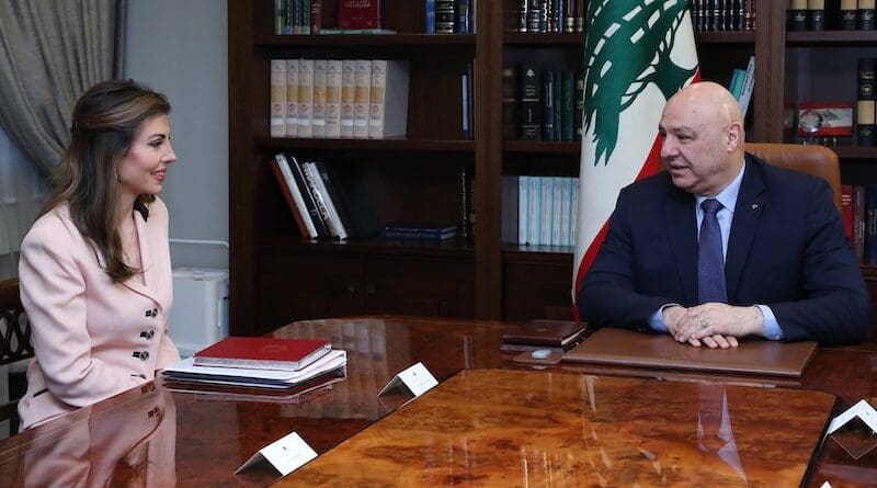 US Deputy Special Envoy for the Middle East Morgan Ortagus with Lebanon's President Joseph Aoun. Photo Credit: LBpresidency, X