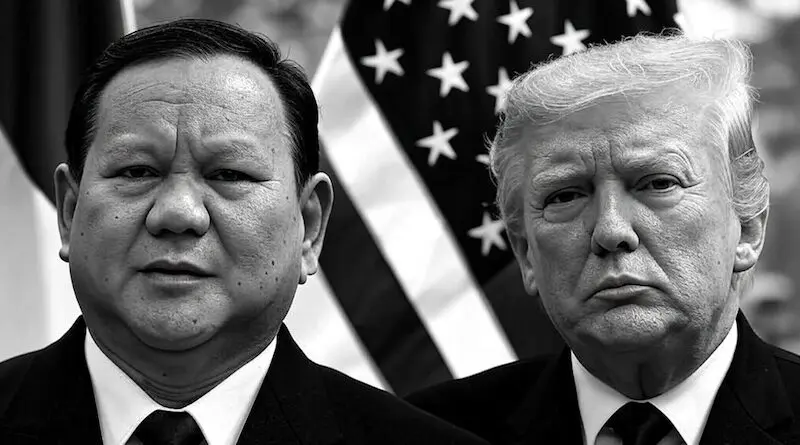 Montage of Indonesia's President Prabowo Subianto and US President Donald Trump. Credit: Image generated by Grok