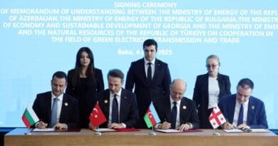 Turkey, Bulgaria, Azerbaijan, and Georgia sign a quadrilateral Memorandum of Understanding under the framework of the "Green Electricity Transmission and Trade" initiative. Photo Credit: Turkey Ministry of Energy