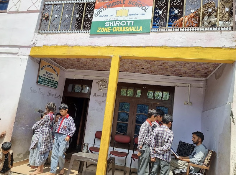 Front-side view of the one-room Middle SChool in village Shirote in Kishtwar district of Jammu and Kashmir. Photo/Hakim Singh