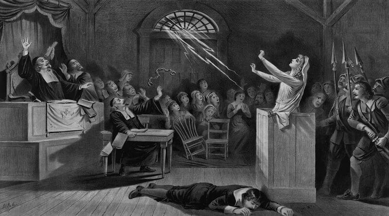 The Salem witch trials, lithograph from 1892. Credit: Joseph E, Wikipedia Commons
