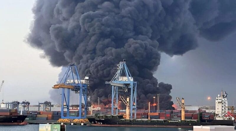 Explosion at Port Sudan. Photo Credit: Sudanese Ministry of Culture and Information