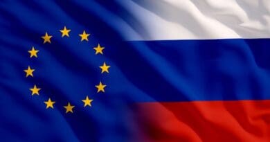 Flags of European Union and Russia. Photo Credit: European Parliament