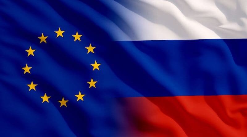 Flags of European Union and Russia. Photo Credit: European Parliament