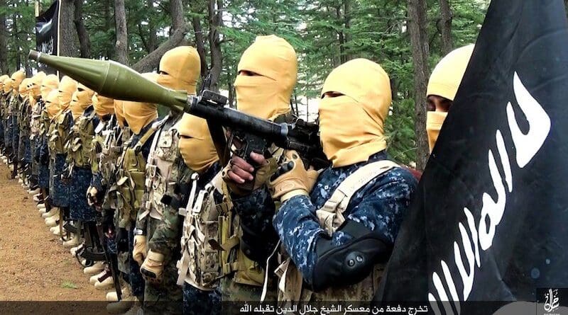 File photo of a screenshot from a video of members of Islamic State Khorasan Province (ISKP) training in Nangarhar, Afghanistan.