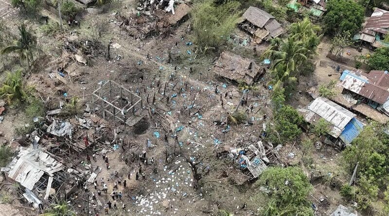 Myanmar’s junta bombs Htun Ya Wai village, in Rakhine state’s Rathedaung township on May 13, 2025. (Citizen photo)
