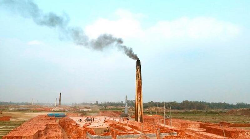 Pictured is an overhead view of brick kilns in Bangladesh. CREDIT: Sushanta Kumar Paul