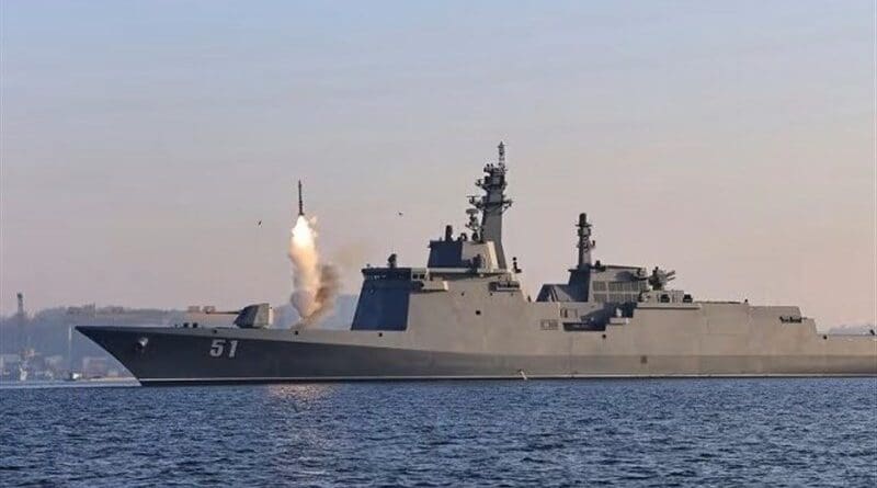 North Korea's Choe Hyon destroyer conducts test-firing of weapons system. Photo Credit: Tasnim News Agency